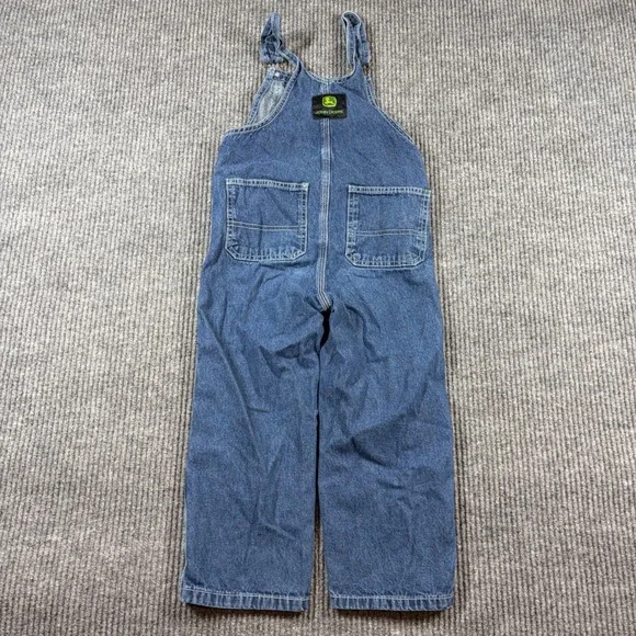 John Deere Kids Boys Blue Denim Overalls Size 6 Adjustable Straps Farming Style - Picture 5 of 9